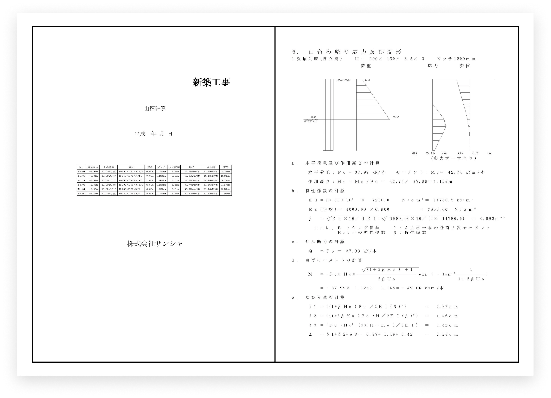 山留計算書